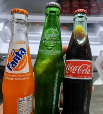 Glass soda bottles